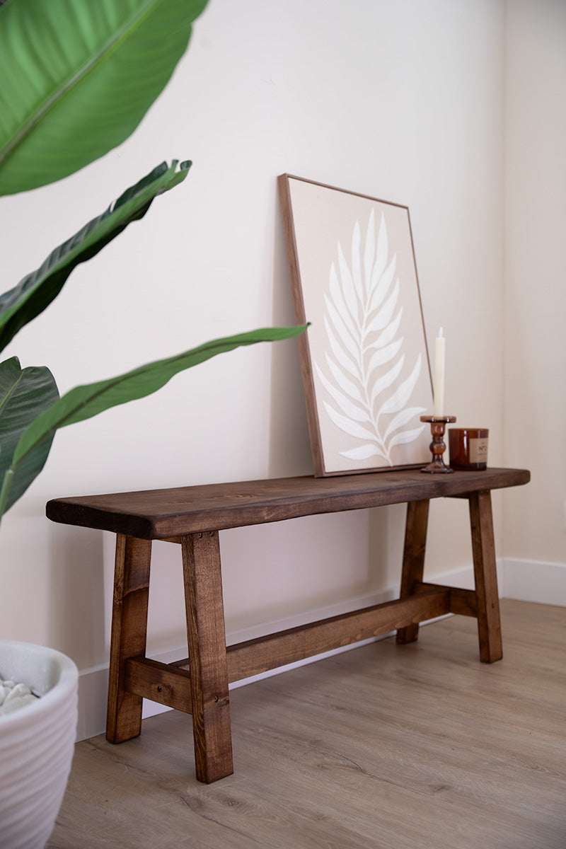 Bankje Mare donkerbruin met decoratie Baan Woods