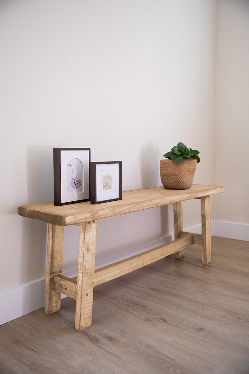 Lichtbruin houten bankje van Baan Woods