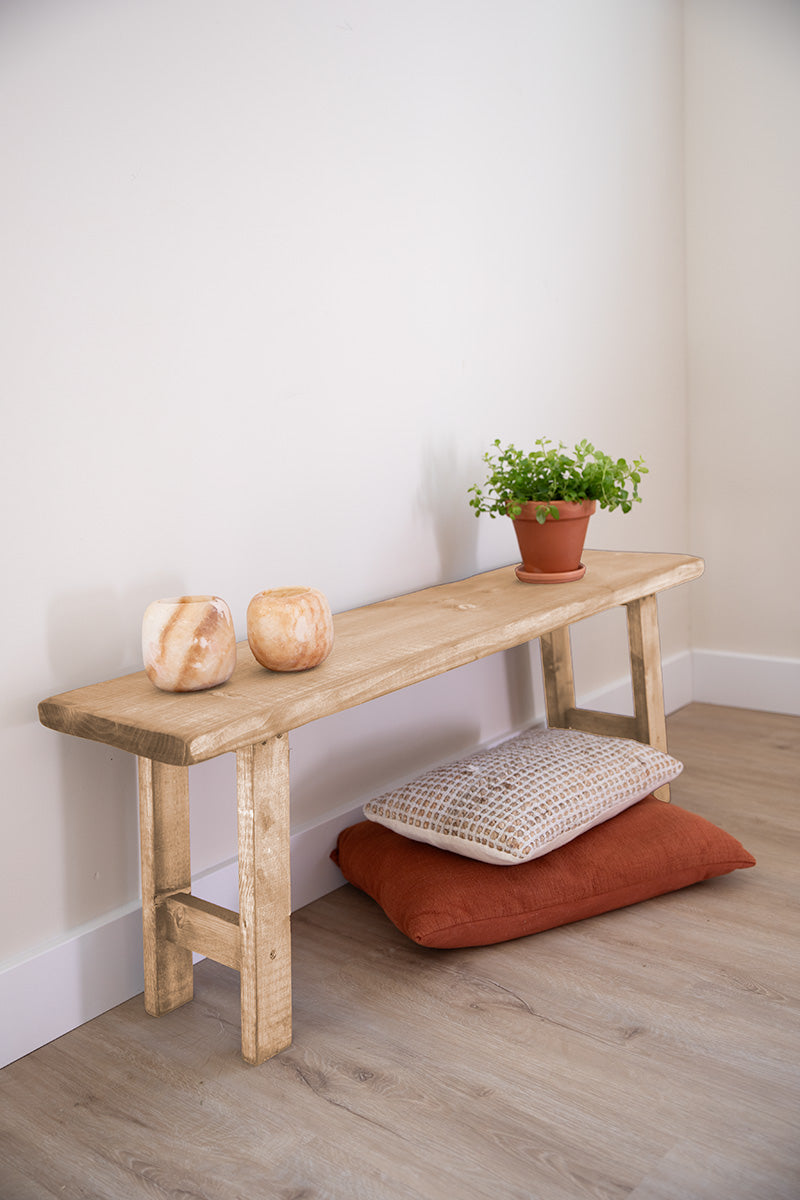 Lichtbruin houten bankje van Baan Woods