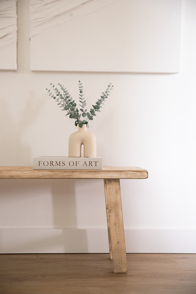 Lichtbruin houten bankje van Baan Woods, multifunctioneel 