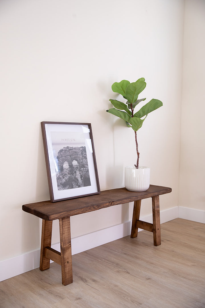 Houten bankje Wave donkerbruin van Baan Woods