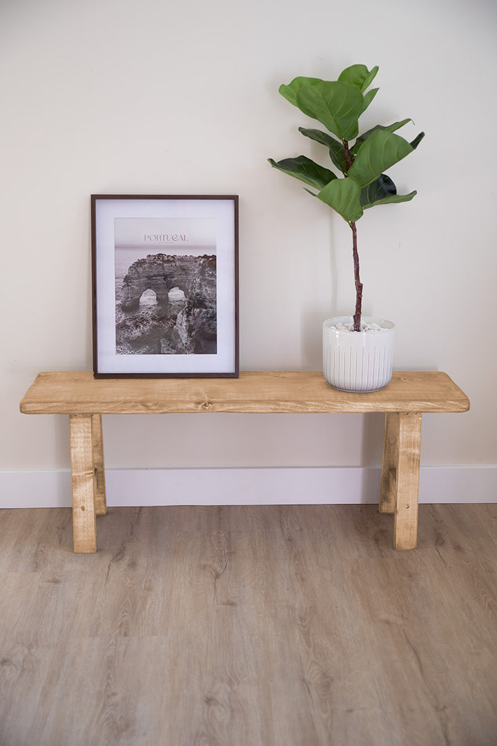 Houten bankje van Baan Woods in de kleur lichtbruin