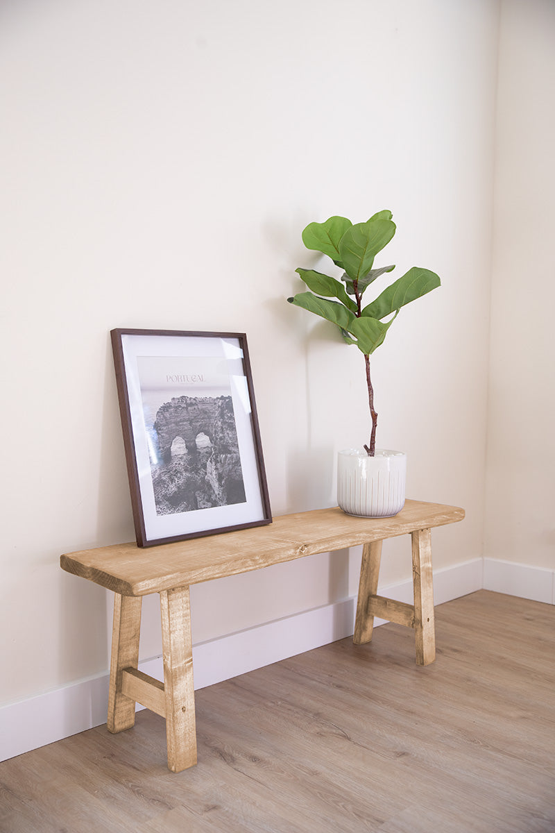 Lichtbruin houten bankje van Baan Woods