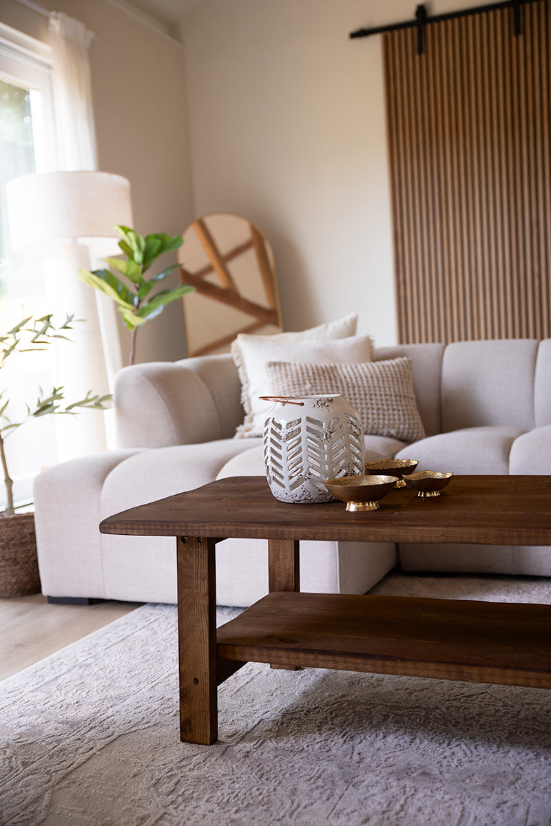 Donkerbruine houten salontafel Beer met tussenblad, perfect voor woonkamer of zithoek