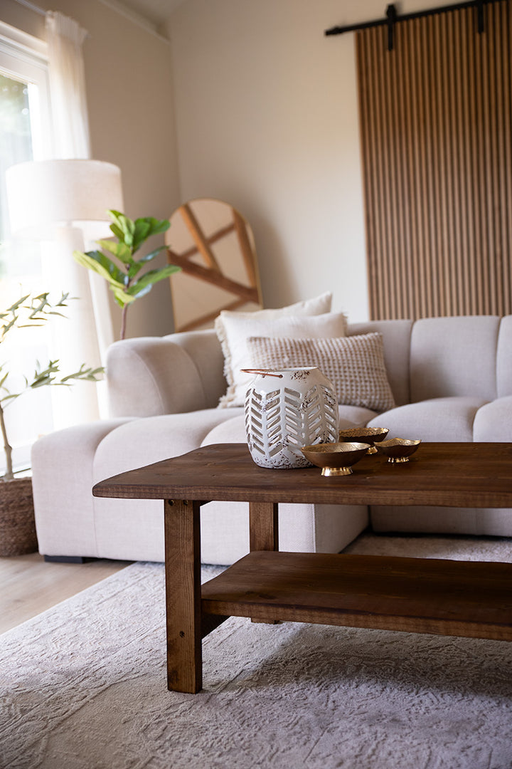Donkerbruine houten salontafel Beer met tussenblad, perfect voor woonkamer of zithoek