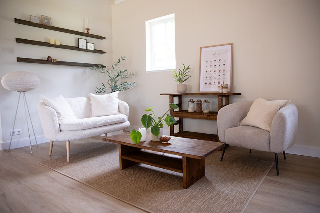 Salontafel Mine in de kleur donkerbruin met praktisch tussenblad 