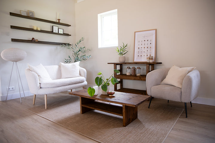 Salontafel Mine in de kleur donkerbruin met praktisch tussenblad 