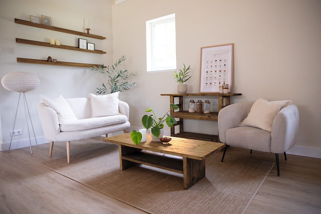 Houten salontafel Mine met extra plank, handgemaakt door Baan Woods