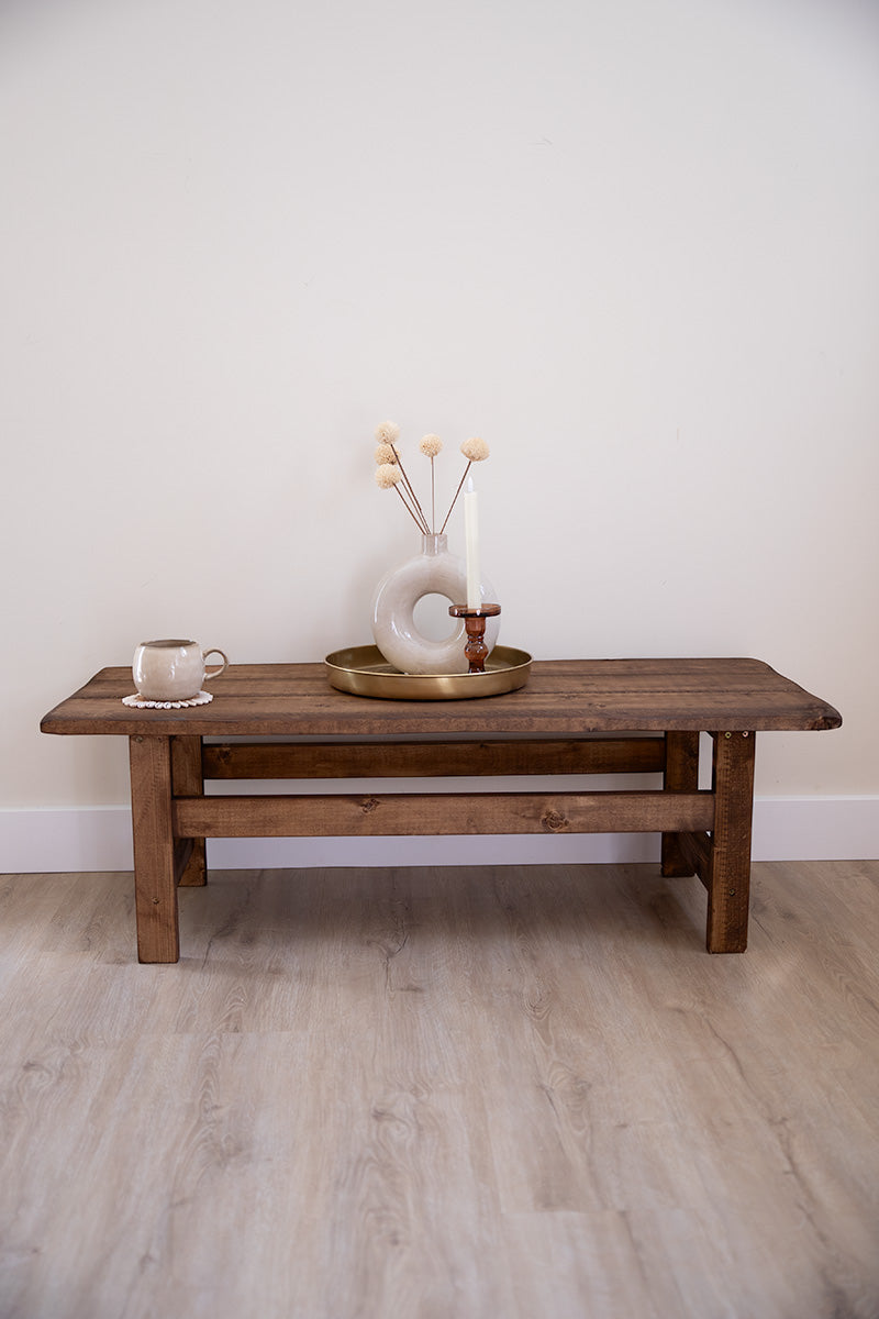 Houten salontafel Moos van Baan Woods in de kleur donkerbruin