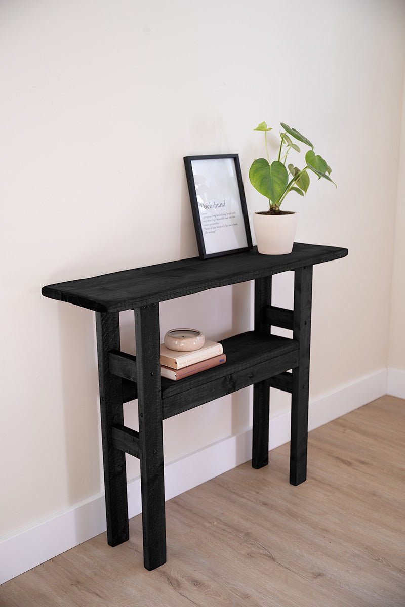 Zwarte houten sidetable Baan, ideaal als wandtafel in hal of woonkamer