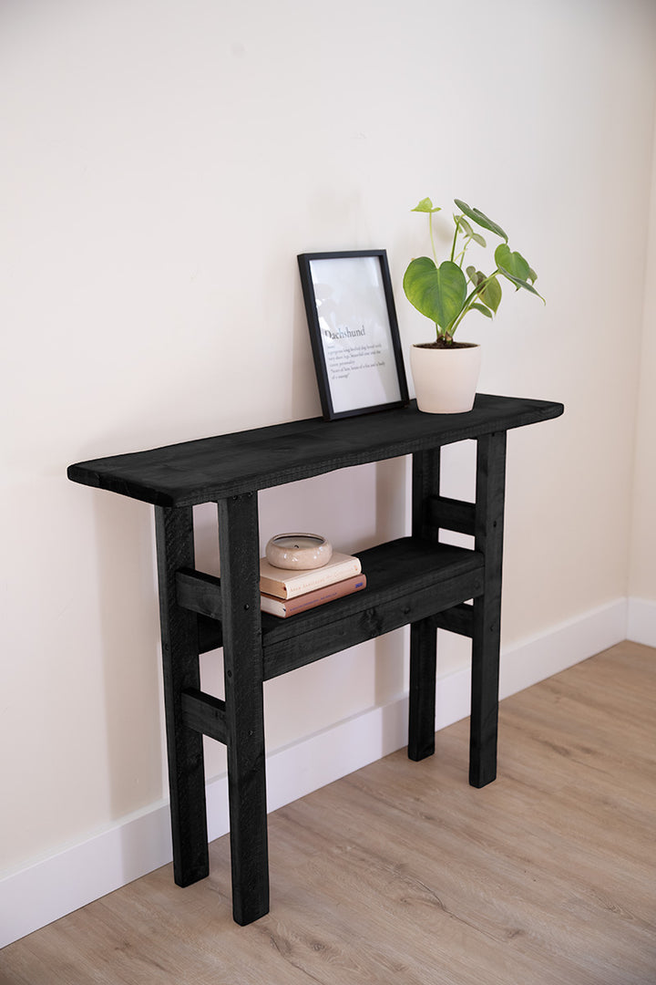 Zwarte houten sidetable Baan, ideaal als wandtafel in hal of woonkamer