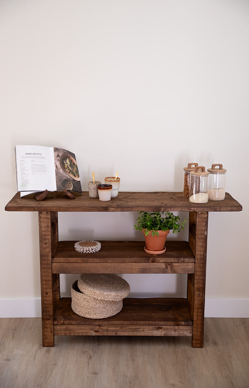 Houten sidetable Bruut van Baan Woods met twee tussenbladen 