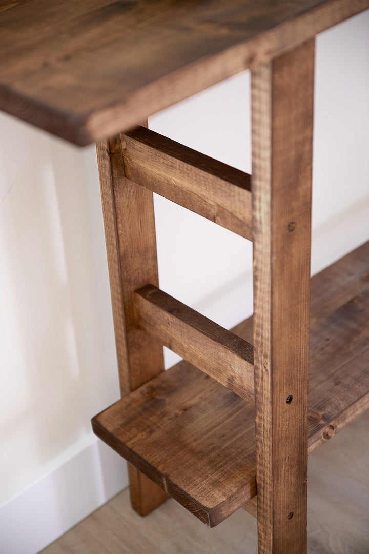 Baan Woods wandtafel Mood met natuurlijk houten blad en tussenplank