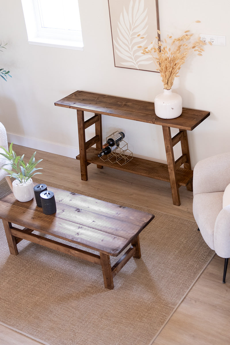 Sidetable Mood van hout, tijdloos ontwerp met schuine poten en tussenblad 