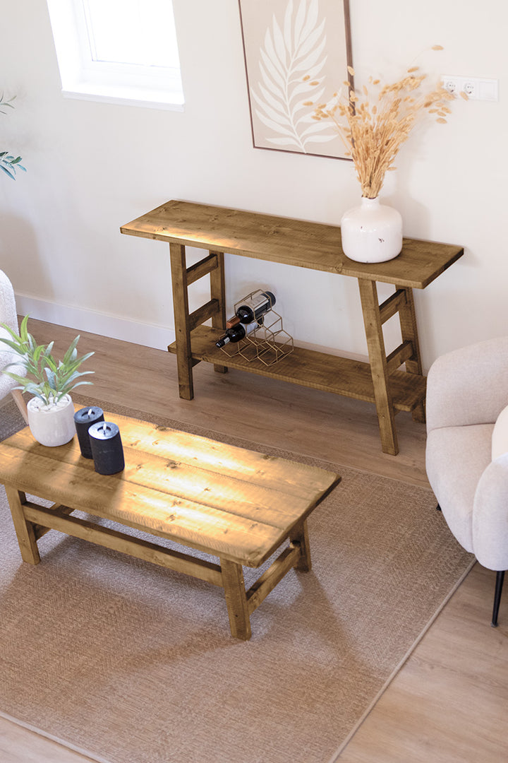 Sidetable Mood in de kleur middenbruin van Baan Woods met een legplank